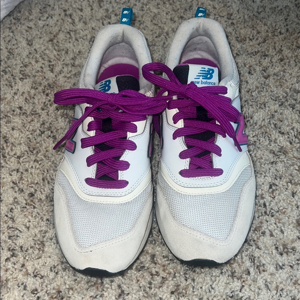 New Balance White and Magenta sneakers